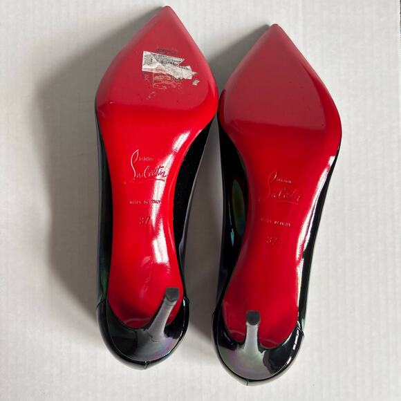 Christian Louboutin Sporty Kate 85 Patent Leather Black High Heel Pumps Size 37 - Picture 12 of 14